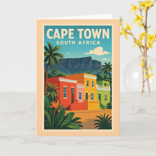 Kaapstad, Zuid-Afrika reisposter, Kaart (Gele Bloem)