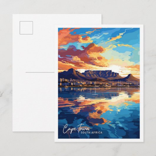 Kaapstad Zuid-Afrika Reizen Illustratie Briefkaart (Voorkant / Achterkant)