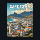 Kaapstad Zuid-Afrika Reizen Kunst Vintage Briefkaart<br><div class="desc">Kaapstad retro vector reisontwerp. Kaapstad is een havenstad aan de zuidwestkust van Zuid-Afrika,  op een schiereiland onder de imposante Tafelberg.</div>