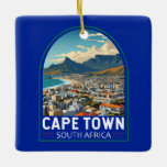 Kaapstad Zuid-Afrika Reizen Kunst Vintage Keramisch Ornament<br><div class="desc">Kaapstad retro vector reisontwerp. Kaapstad is een havenstad aan de zuidwestkust van Zuid-Afrika,  op een schiereiland onder de imposante Tafelberg.</div>