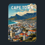 Kaapstad Zuid-Afrika Reizen Kunst Vintage Magneet<br><div class="desc">Kaapstad retro vector reisontwerp. Kaapstad is een havenstad aan de zuidwestkust van Zuid-Afrika,  op een schiereiland onder de imposante Tafelberg.</div>