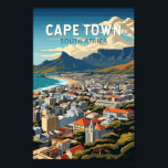 Kaapstad Zuid-Afrika Reizen Kunst Vintage Poster<br><div class="desc">Kaapstad retro vector reisontwerp. Kaapstad is een havenstad aan de zuidwestkust van Zuid-Afrika,  op een schiereiland onder de imposante Tafelberg.</div>