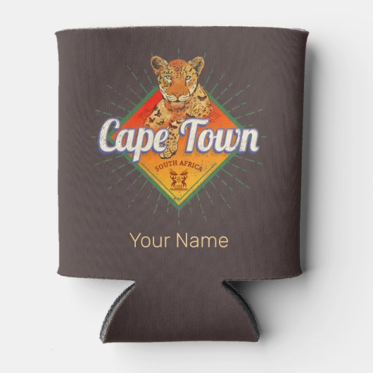 Kaapstad Zuid-Afrika Retro Leopard  Blikjeskoeler (Voorkant)