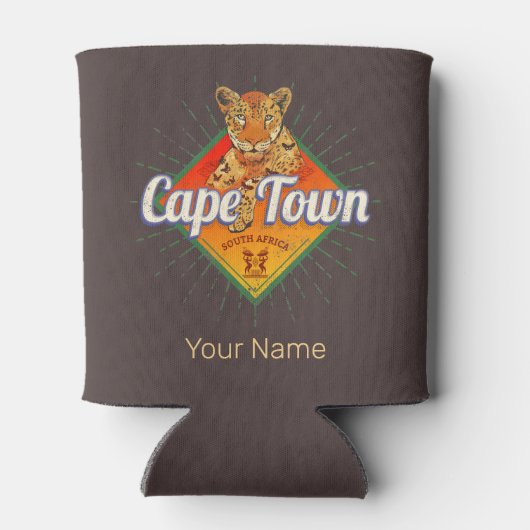 Kaapstad Zuid-Afrika Retro Leopard  Blikjeskoeler (Achterkant)