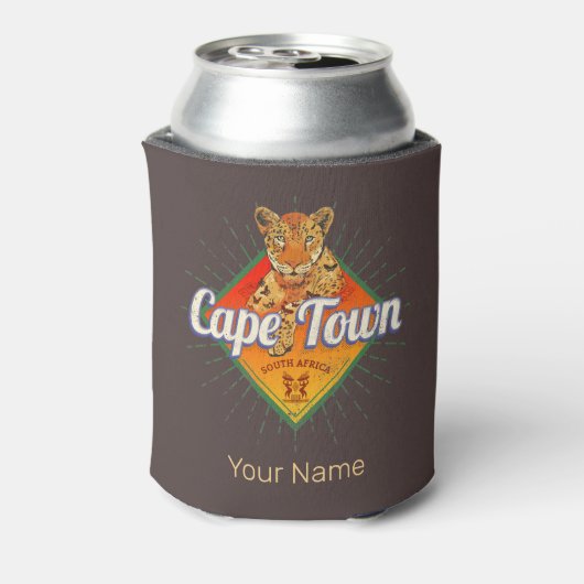 Kaapstad Zuid-Afrika Retro Leopard  Blikjeskoeler (Blikje Achterkant)