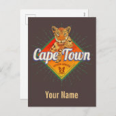 Kaapstad Zuid-Afrika Retro Leopard  Feestdagenkaart (Voorkant / Achterkant)