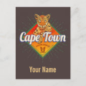 Kaapstad Zuid-Afrika Retro Leopard  Feestdagenkaart (Voorkant)