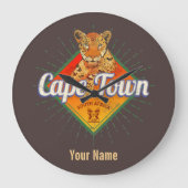Kaapstad Zuid-Afrika Retro Leopard  Grote Klok (Voorkant)