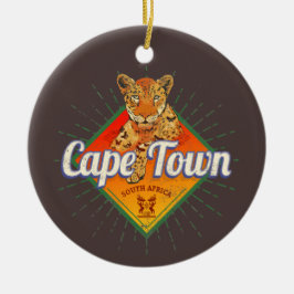 Kaapstad Zuid-Afrika Retro Leopard  Keramisch Ornament
