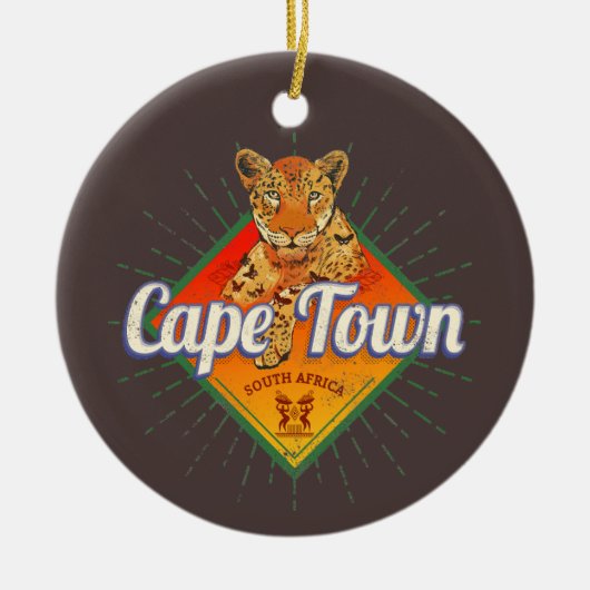 Kaapstad Zuid-Afrika Retro Leopard  Keramisch Ornament (Voorkant)