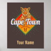 Kaapstad Zuid-Afrika Retro Leopard Poster (Voorkant)
