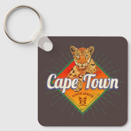 Kaapstad Zuid-Afrika Retro Leopard  Sleutelhanger (Voorkant)