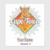 Kaapstad Zuid-Afrika Retro Leopard  Sticker (Vel)