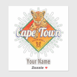 Kaapstad Zuid-Afrika Retro Leopard  Sticker