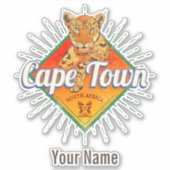 Kaapstad Zuid-Afrika Retro Leopard  Sticker (Voorkant)