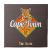 Kaapstad Zuid-Afrika Retro Leopard  Tegeltje (Voorkant)