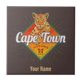 Kaapstad Zuid-Afrika Retro Leopard  Tegeltje