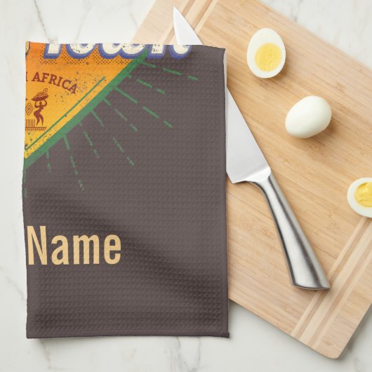 Kaapstad Zuid-Afrika Retro Leopard  Theedoek (Quarter Fold)