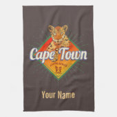 Kaapstad Zuid-Afrika Retro Leopard  Theedoek (Verticaal)
