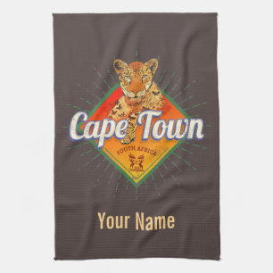 Kaapstad Zuid-Afrika Retro Leopard Theedoek