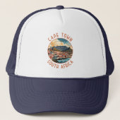 Kaapstad Zuid-Afrika Retro Noodlijdende Cirkel Trucker Pet (Voorkant)
