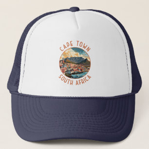 Kaapstad Zuid-Afrika Retro Noodlijdende Cirkel Trucker Pet