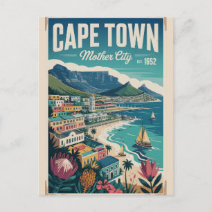 Kaapstad Zuid-Afrika Retro Reisposter Kunst Briefkaart