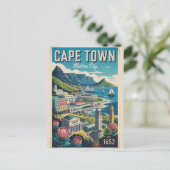 Kaapstad Zuid-Afrika Retro Reisposter Kunst Feestdagenkaart (Staand voorkant)