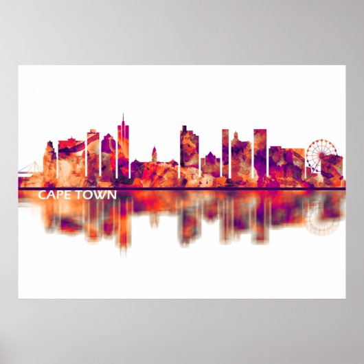 Kaapstad Zuid-Afrika Skyline Poster (Voorkant)