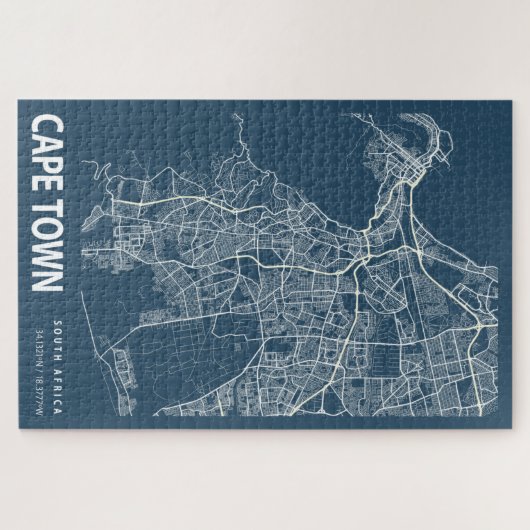 Kaapstad Zuid-Afrika - Stadskaartkunst Legpuzzel (Horizontaal)