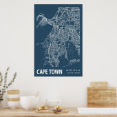 Kaapstad Zuid-Afrika - Stadskaartkunst Poster (Keuken)