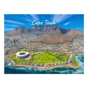Kaapstad, Zuid-Afrika - Tafelberg uitzicht Foto Afdruk