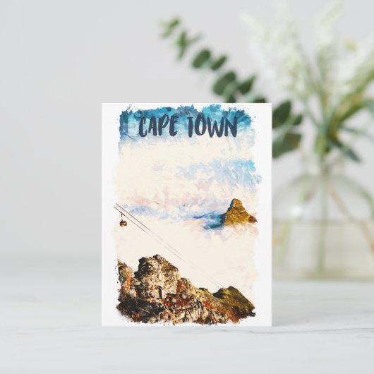 Kaapstad Zuid-Afrika Tafelberg Waterverf Briefkaart (Staand voorkant)