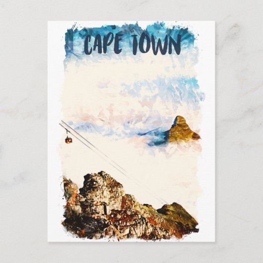 Kaapstad Zuid-Afrika Tafelberg Waterverf Briefkaart (Voorkant)