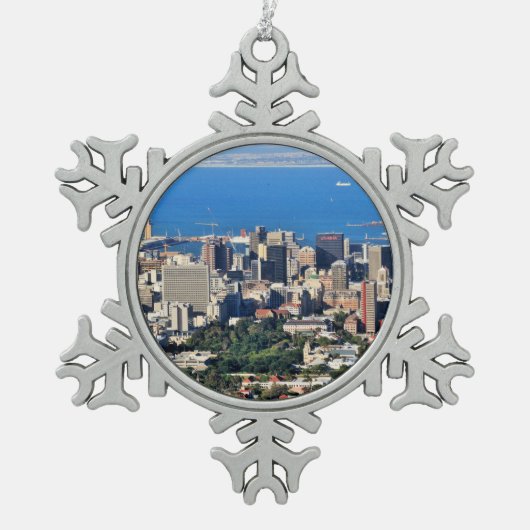 Kaapstad, Zuid-Afrika Tin Sneeuwvlok Ornament (Voorkant)