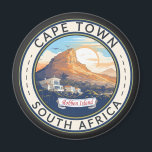 Kaapstad Zuid-Afrika Travel Art Badge Magneet<br><div class="desc">Kaapstad retro vector reisontwerp. Kaapstad is een havenstad aan de zuidwestkust van Zuid-Afrika,  op een schiereiland onder de imposante Tafelberg.</div>