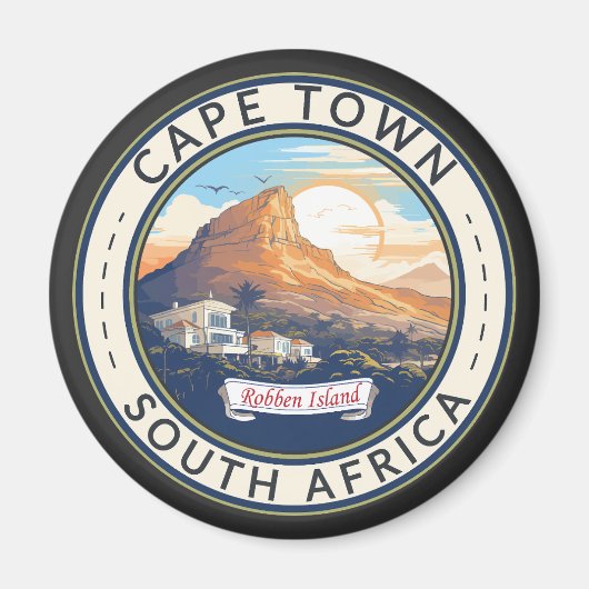 Kaapstad Zuid-Afrika Travel Art Badge Magneet (Voorkant)
