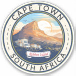 Kaapstad Zuid-Afrika Travel Art Badge Sticker<br><div class="desc">Kaapstad retro vector reisontwerp. Kaapstad is een havenstad aan de zuidwestkust van Zuid-Afrika,  op een schiereiland onder de imposante Tafelberg.</div>