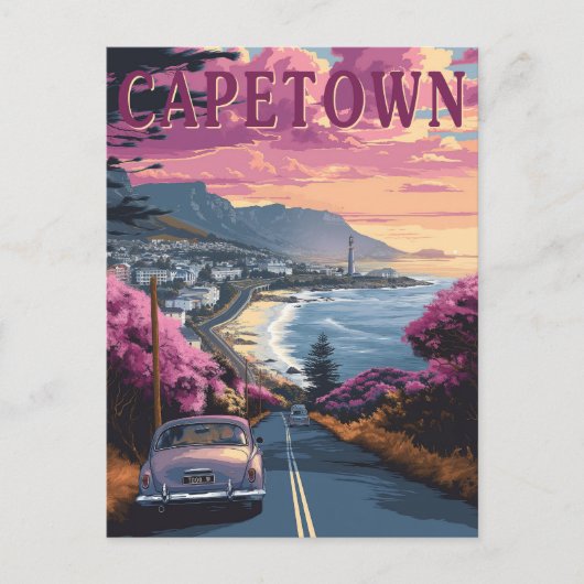 Kaapstad, Zuid-Afrika Vintage Reizen Briefkaart (Voorkant)