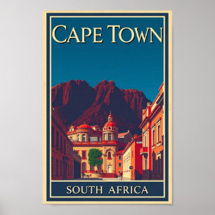 Kaapstad - Zuid-Afrika Vintage Travel Poster