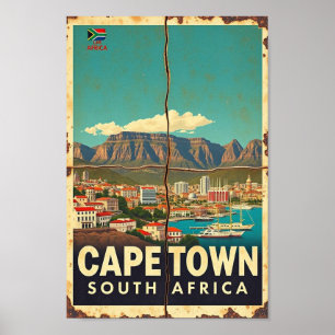 Kaapstad - Zuid-Afrika Vintage Travel Poster