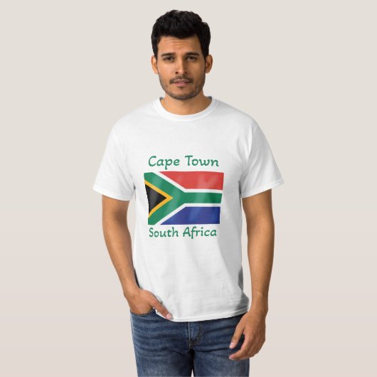 Kaapstad Zuid-Afrika Vlag T-Shirt (Voorkant volledig)