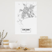 Kaapstad, Zuid-Afrika (zwart op wit) Poster (Keuken)