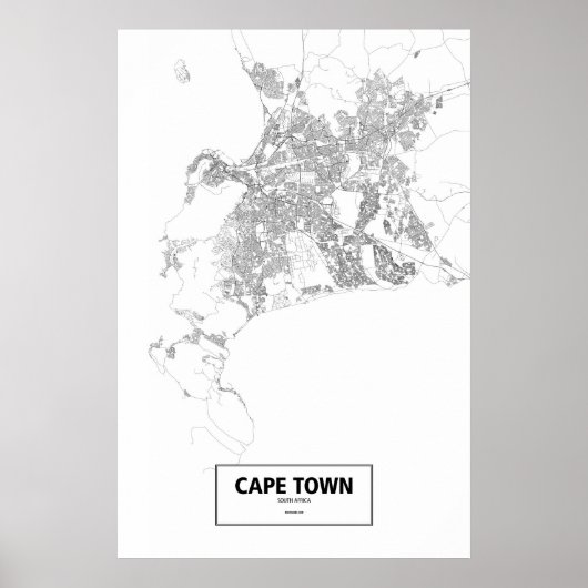Kaapstad, Zuid-Afrika (zwart op wit) Poster (Voorkant)