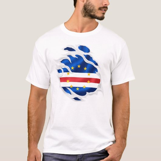 Kaapverdië Gescheurde vlag T-shirt (Voorkant)