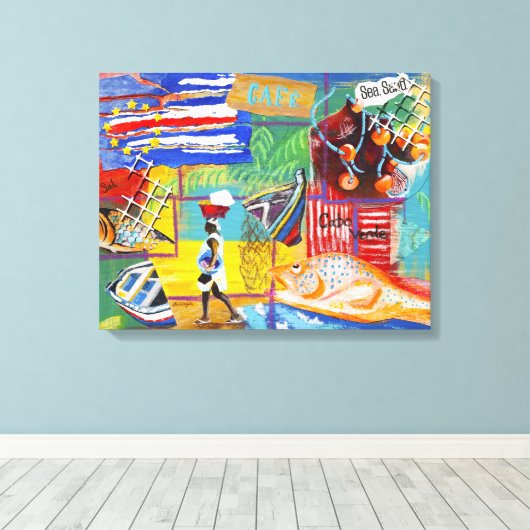 Kaapverdië muurdoek canvas afdruk (Insitu (Houten vloer))