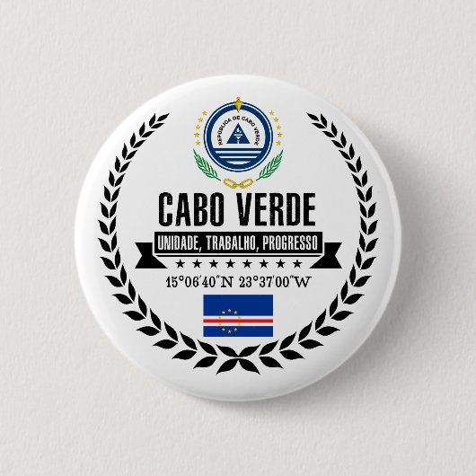 Kaapverdië Ronde Button 5,7 Cm (Voorkant)