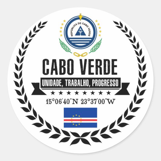 Kaapverdië Ronde Sticker (Voorkant)
