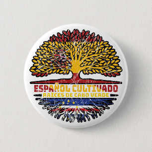 Kaapverdië Spanje Spaanse Boomwortels Vlag Ronde Button 5,7 Cm