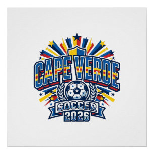 Kaapverdië Voetbal 2026 Voetbal Vet Land Typografi Perfect Poster